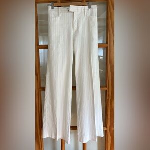Banana Republic Linen Blend White Pinstripe Wide-Leg Pants size 4